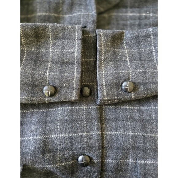 Vintage Harve Benard Wool Blazer Women's 10 Charcoal Grey Plaid 3 Button Jacket - Picture 5 of 8
